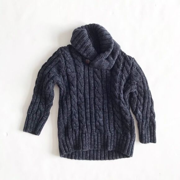 Old Navy Other - Old Navy gray cable knit cowl neck sweater EUC 18-24 months